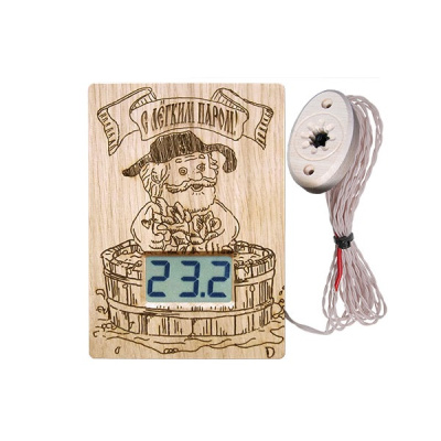 Термометр электронный для сауны ТЭС-Люкс Pt «С легким паром!» с датчиком в декоративном корпусе в России